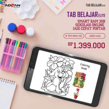 Advan Tab  Belajar Elite Ram 3/16 GB Tablet 8 Inch Tablet Android 4G LTE Tab 4G Murah Garansi Resmi 