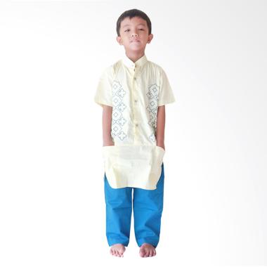 Rafifa Lengan Pendek Setelan Baju Koko Anak - Kuning Biru