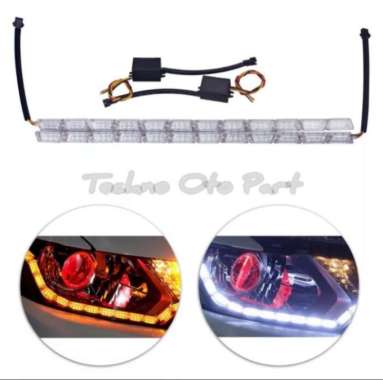 Lampu Led Alis DRL Cristal Telescopic 50cm White Running Yellow - Blue Yellow Blue Yellow