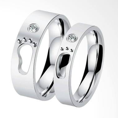 CDHJewelry CC030 Cincin Couple Titanium Anti Karat (Female 7 & Male 7)