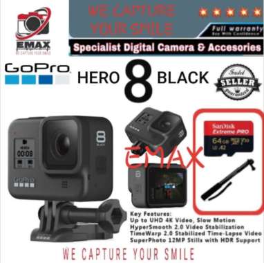 GoPro HERO 8 Black - PAKET EKONOMIS Action Camera GoPro HERO8 Black Edition GoPro 8 Garansi 1 Tahun Action Kamera GoPro8