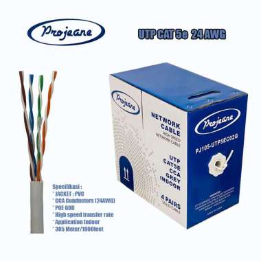 Projeane Kabel UTP CAT 5 24AWG & CAT 6 23 AWG - PVC CCA 4Pairs ID - Meteran UTP CAT 5e 24AWG