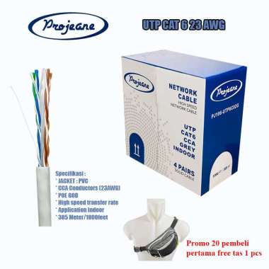 Projeane Kabel UTP CAT 5 24AWG & CAT 6 23 AWG - PVC CCA 4Pairs ID - Meteran UTP CAT 6 24AWG