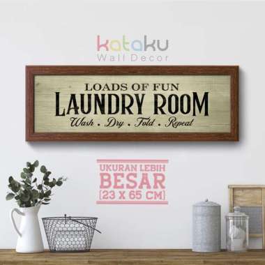 Papan Tanda Dekorasi Laundry Room Wall Decor Poster Hiasan Dinding Frame Coklat