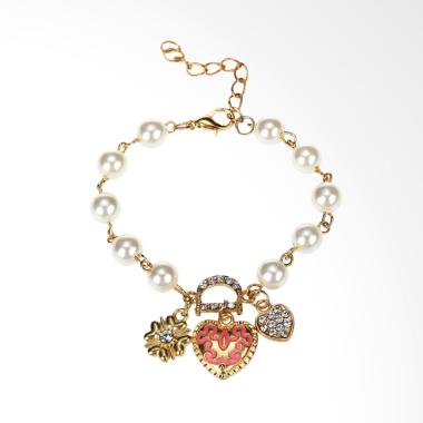 Spicegift Charm Hati Faux Pearl Lapis Emas Gelang