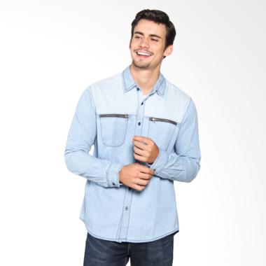 Lois Men Shirt Denim Kemeja Pria - Blue KL 721 D