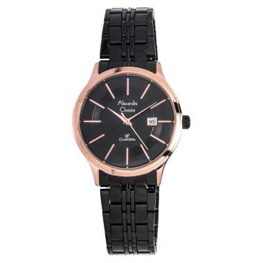 Alexandre Christie AC 8348 LD BBRBA Black Dial Stainless Steel  [Machtwatch] Hitam