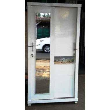 Lemari pakaian 2 pintu sliding putih gantungan full ambalan