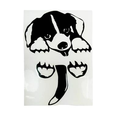 OEM Motif Anjing Lucu Decal Dekoras ... klar Wall Sticker - Hitam