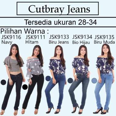 [5 WARNA] Celana Panjang Wanita Celana Cutbray Wanita Jeans JUMBO BIG SIZE Bootcut Basic JSK Denim 3