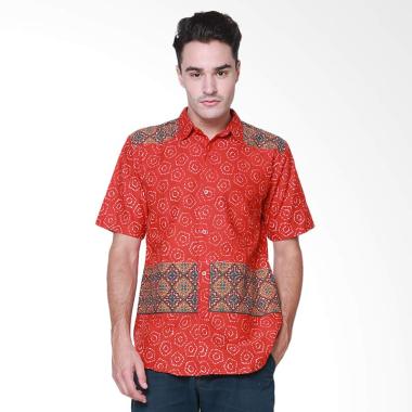 Days by Danarhadi Men Jumput Segi Men's Shirt Hem Batik Pria - Red