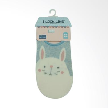 I Look Like Rabbit Crop Sock Kaos Kaki Wanita - Blue