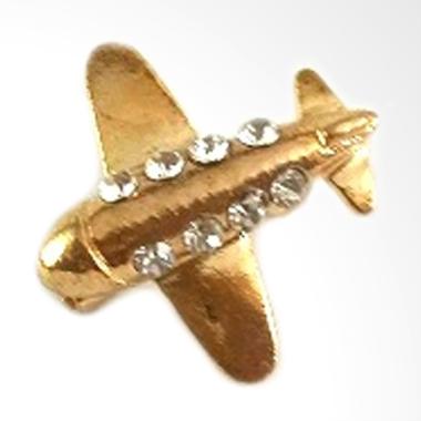 Houseofcuff Golden Airplane Collar Bar Lapel Pin Bros Aksesories Pria - Gold Gold