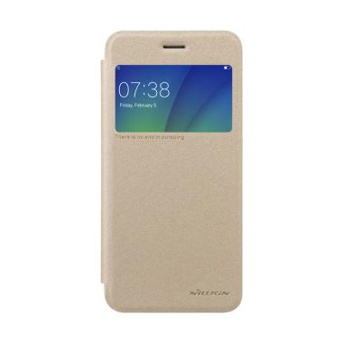 Nillkin Sparkle Leather Flip Cover Casing for Oppo A57 or Oppo A39 - Gold Gold