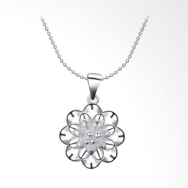 SOXY LKNSPCN623 New Fashion Flower Style Zircon Necklace - Silver