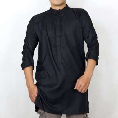 KURTA QITA Baju Koko Qurta Pakistan Polos Laki Laki Terbaru 2021 Hitam XL