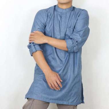 KURTA QITA Baju Koko Qurta Pakistan Polos Laki Laki Terbaru 2021 Navy L