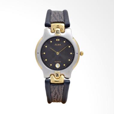 Alba Leather Jam Tangan Pria - Black Silver Gold [AXBH28]