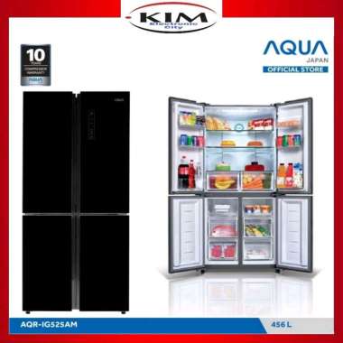 AQUA JAPAN AQR-IG525 Kulkas - Hitam side by side Garansi Resmi Hitam