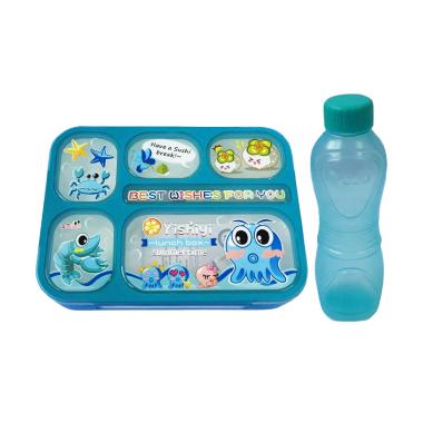Yishiyi Lunch Box Botol Minum Biru