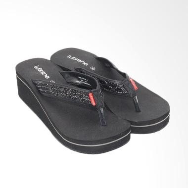 Lubrene Naura L Sandal Wedges Wanita - Black Grey