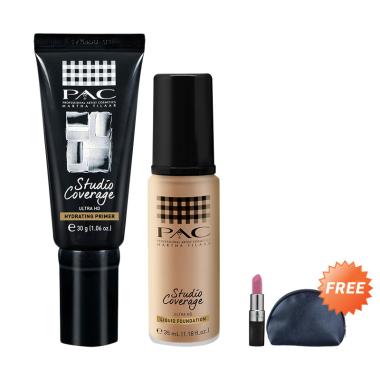 PAC Studio Coverage Primer & Liquid ... Free PAC Lipstick & Pouch