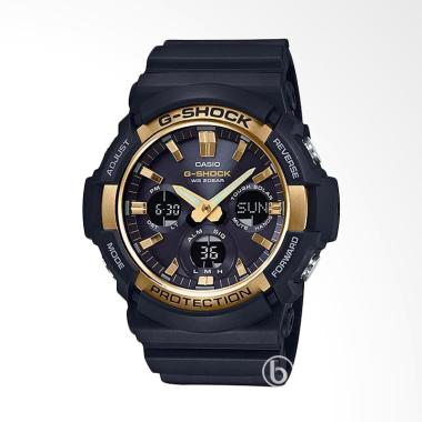 CASIO G-Shock Tough Solar Double LED Light Jam Tangan Pria - Black Gold [GAS-100G-1A] Gold Black