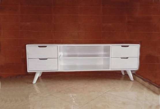 Meja TV bahan blockboard playwood cat duco Putih