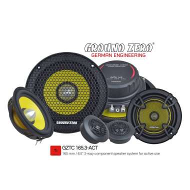 Ground Zero GZTC 165.3-ACT Titanium Series 3-Way 6.5 inch Active Component Split Speaker Kit hitam