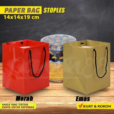 Paper Bag Kue Kering - Paper Bag Toples - Paper Bag Polos untuk STOPLES KUE KERING - 13,8x14x19 (20 