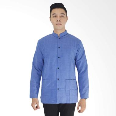 Okechuku Yusuf Baju Koko Tangan Panjang Pria - Biru