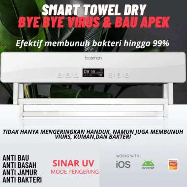 Bosman Smart Towel Dryer Alat Pengering Baju Handuk Jemuran UV Membunuh 99,9% Bakteri Kuman
