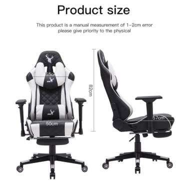 SAGE SG717 Premium Quality Gaming Chair Kursi bangku GAMING game With Footrest 180° SG-717 PUTIH