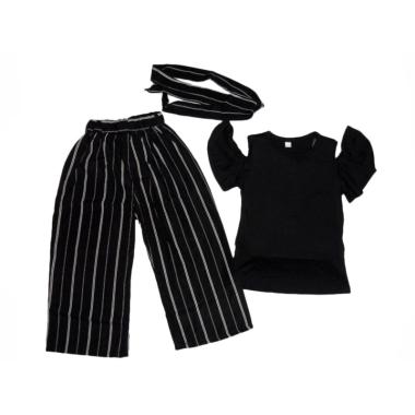 VERINA BABY Atasan Hitam Crop and Kulot Pants Setelan Baju Anak