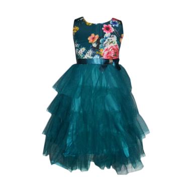VERINA BABY Tutu Motif Flowers Dress Pesta Anak - Hijau