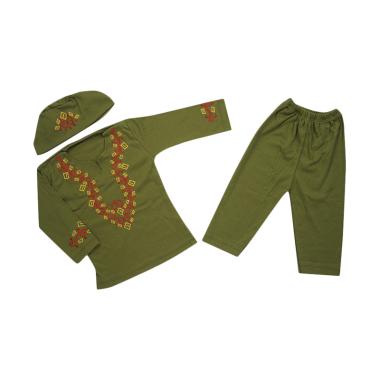 Koko Kids Setelan Baju Koko Anak Laki-Laki - Hijau Army