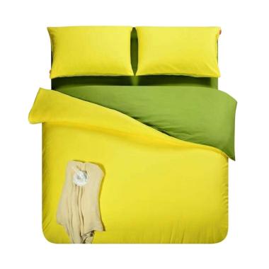 Ellenov Katun Prada Set Sprei - Polos Kuning Hijau Lumut