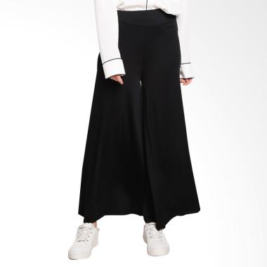 Ayda Kulot Jumbo Celana Muslim Wanita - Hitam