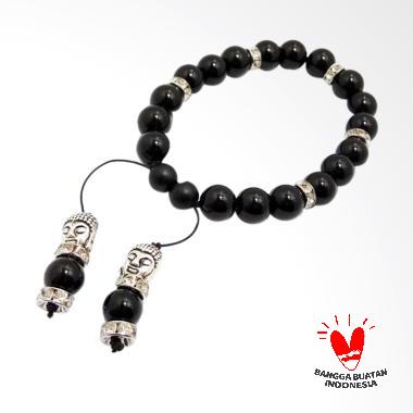 VeE Rumbai Kepala Budha Batu Giok Gelang Kesehatan - Hitam