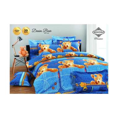 Kendra Premiere Set Sprei dan Bed Cover - Denim Bear