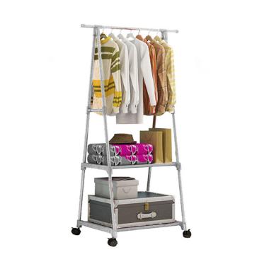 Godric Triangle Stand Hanger Rak Bu ... una Dengan 4 Roda - Putih