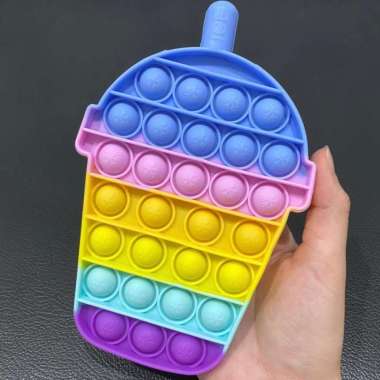 POP IT PASTEL BOBA - popits milk tea lucu murah rainbow drink minuman - Boba pastel