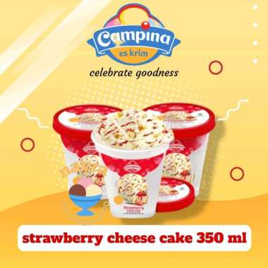 Promo Harga Campina Ice Cream Cake Series Strawberry Cheese Cake 350 ml - Blibli
