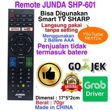 REMOTE REMOT JUNDA 601 COCOK DI TV LED SHARP AQUOS SMART TV ANDROID