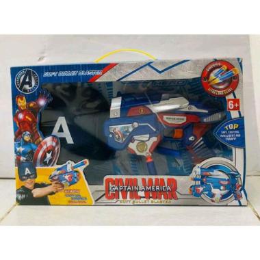 Mainan Anak Pistol Nerf Blasting Soft Bullet Civil War Captain America SB272