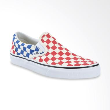 Vans UA Classic Checkerboard Slip-On Sepatu Pria - Red Blue