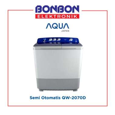 AQUA Mesin Cuci 2 Tabung 20KG QW-2070D / 20 KG QW2070D Semi Otomatis