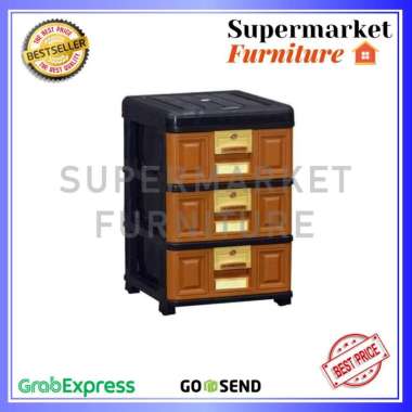 LEMARI LACI PLASTIK NAPOLLY 3 SUSUN/LACI 3SUSUN/CONTAINER LACI/STB 300 HIJAU