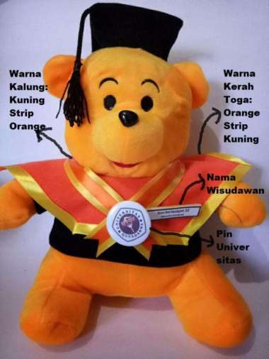 Boneka Wisuda | Boneka Wisuda Doraemon | Boneka Wisuda Teddy Bear Motif Multicolor