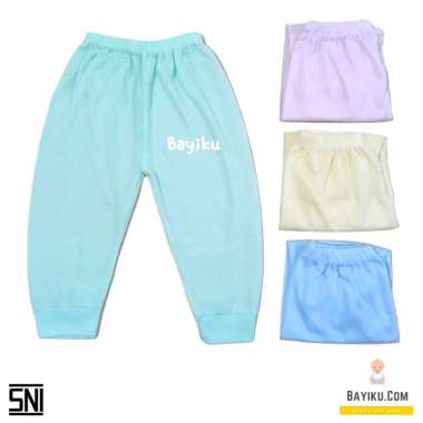 FIYELI [3 Pcs] Celana Panjang Bayi Laki Perempuan Newborn 0 6 12 Bulan Motif Polos Warna SNI 0-1 tah